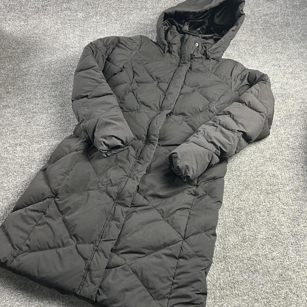 The North Face Coat Womens Large Black 550 Down Quilted Puffer Long Hooded